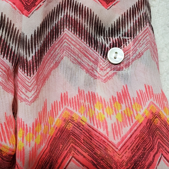 New Directions lightweight polyester button down longsleeved blouse top colorful - Picture 16 of 16